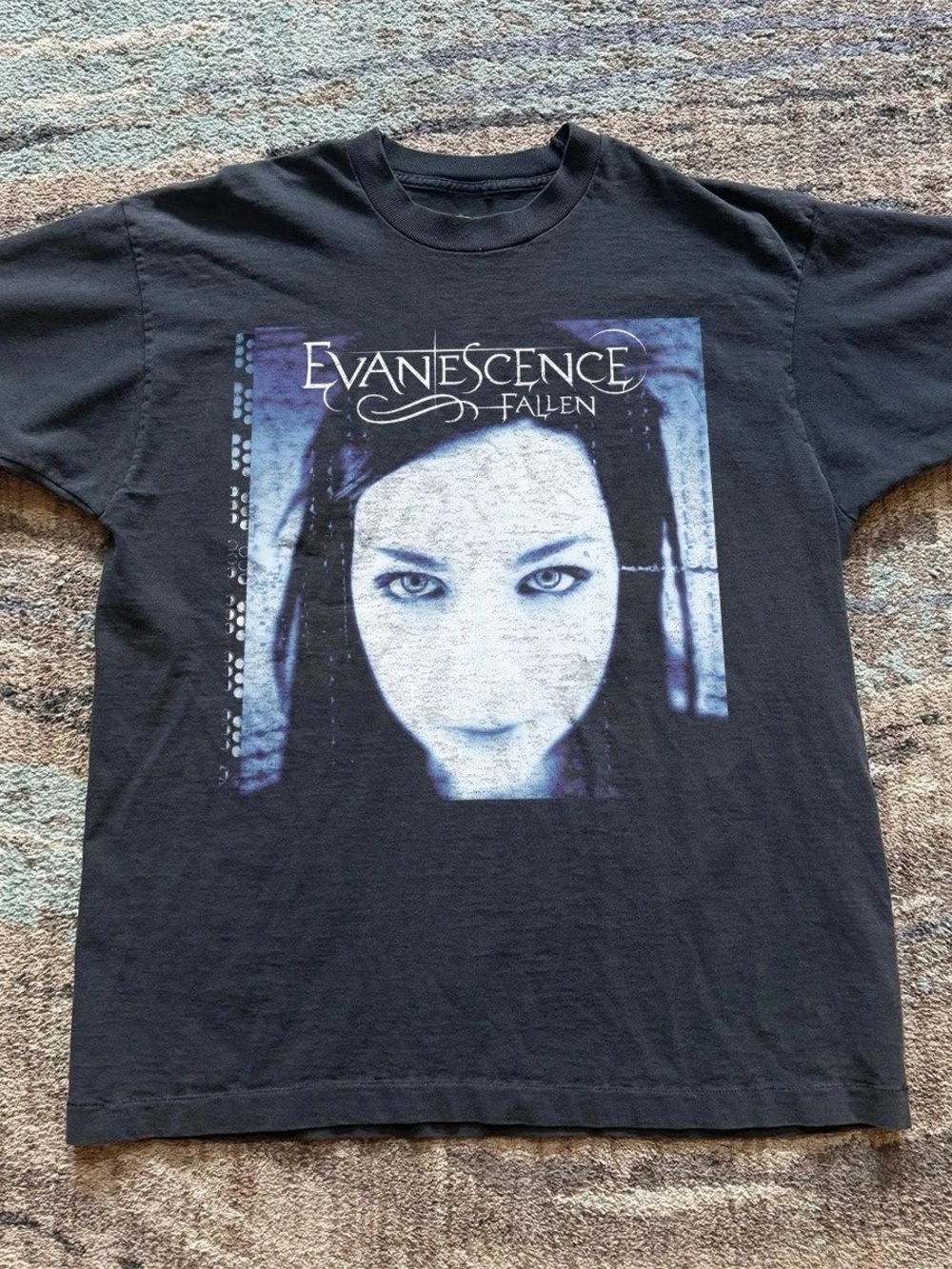Gildan Black Evanescence 'Fallen' Graphic Tee with Blue Print